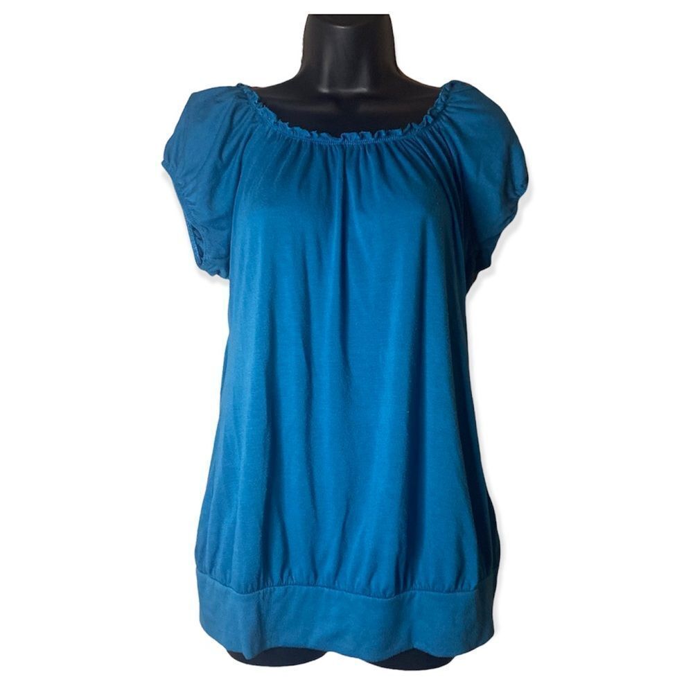 Julie's Closet Maternity Blue Short Sleeve Maternity Blouse